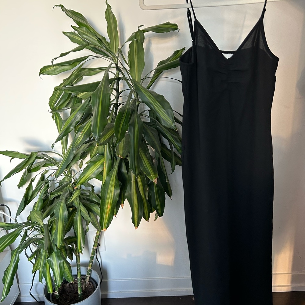 Long black midi dress